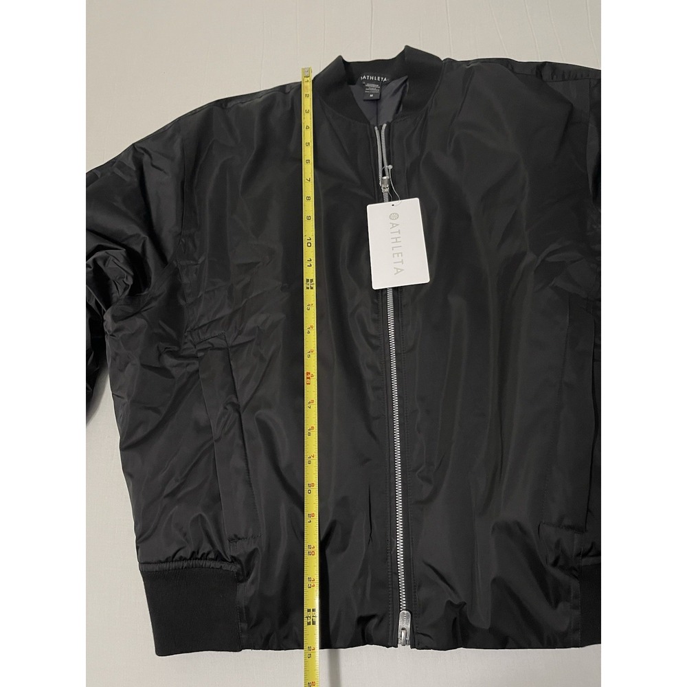 NWT ATHLETA SATEEN BOMBER JACKET COAT BLACK SIZE M $199 - Picture 6 of 10